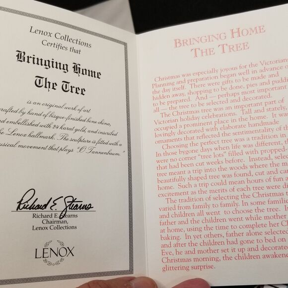 "Bringing Home the Tree" musical sculpture by Lenox 1983 with paperwork and box - Picture 10 of 12